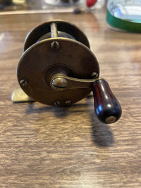Antique brass fishing reel rare mini