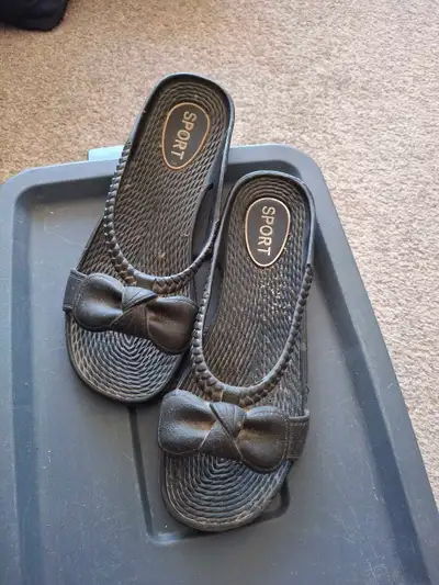 Black Sport Sandals with bow, View more