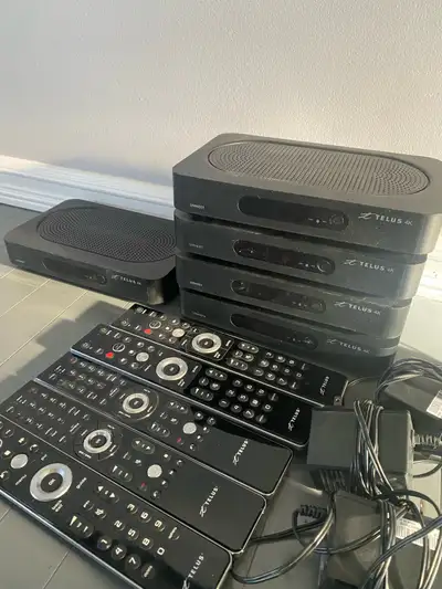 Great condition factory reset 5 Telus Optik TV 4K boxes with remotes. Includes 1 box that is PVR. Al...