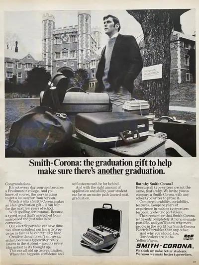 1972 SCM Smith-Corona Electric Portable Typewriter Original Ad, View more