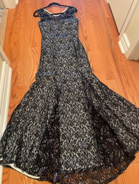 Event gown black/silver lace mermaid style event gown, size 13