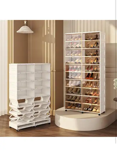 Brand new sealed Available in stock Box Portable Shoe Rack Organizer for Closet Entryway, Stackable...