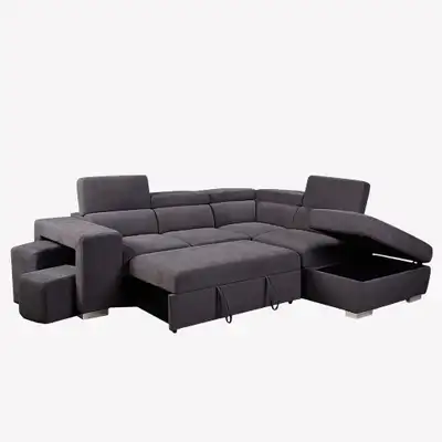 Clearance New Sectional Sofa Bed In Fabric Upholstered Grey, View more