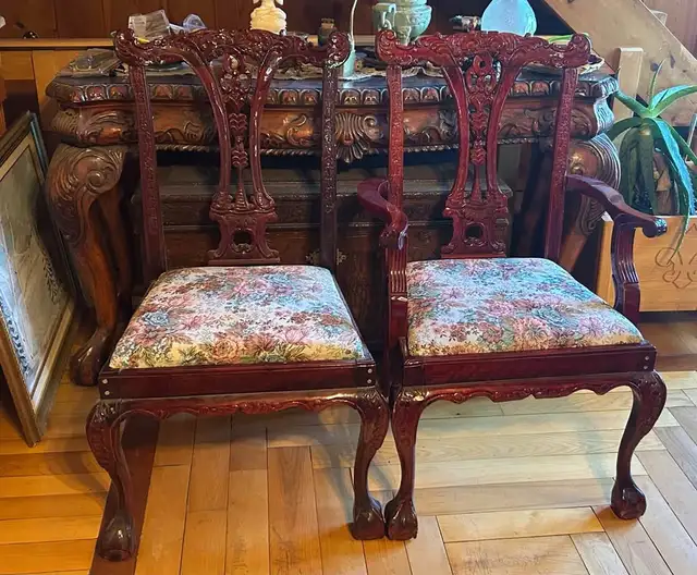 STUNNING&RARE12FTX46"3PEDESTAL DINING TABLE SOLID MAHOG+12CHAIRS in Dining Tables & Sets in Kingston - Image 5