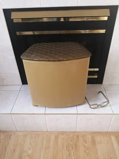 Vintage MCM Laundry Hamper/Bench-Gold, View more