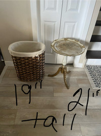 Wicker waste basket and plant stand 