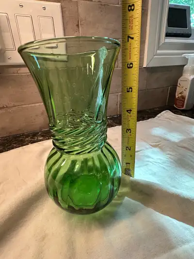 Vintage green anchor hocking vase, View more