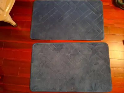 Set of 2 Blue Plush Bath Mats, View more