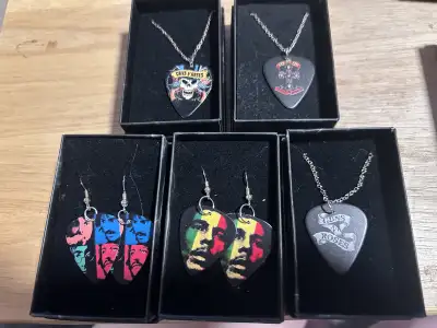 Guitar pic jewelry, pop vinyl jewelry, Makes great stocking stuffers, all handmade, all unique. Stir...