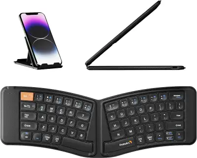 ProtoArc Ergonomic Foldable Keyboard, XK03 Split Folding Bluetooth Keyboard, Ultra Slim Travel Keybo...