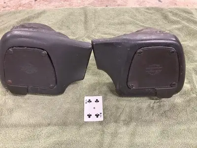 This ad is for a real nice set of right and left original Harley Davidson Lower Fairing Glove Boxes....