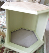 Refinished Hexagon End Table & Trendy Pet Bed--2 for $199