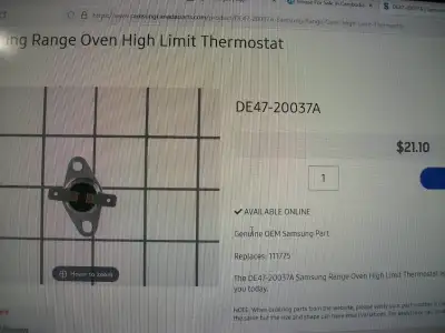 Samsung Range Oven High Limit Thermostat brand new  Part # DE47, View more