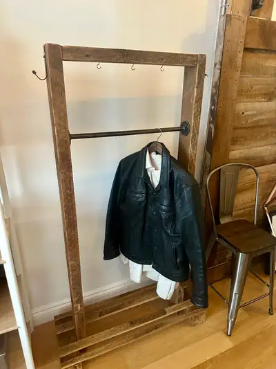 clothes rustic steel stand pipe bedroom cart cabinet home condo coat hanger wardrobe dresser staging...