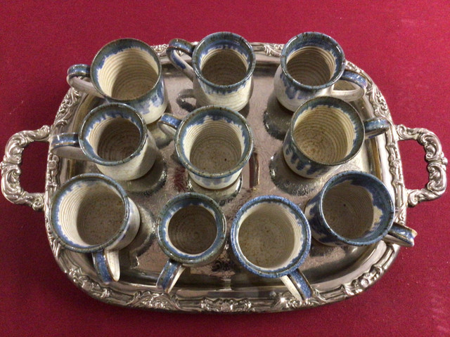 Tea Coffee Pottery Set and Silver Tray in Kitchen & Dining Wares in Kingston - Image 4