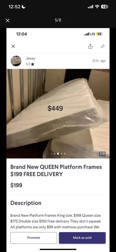 Brand New QUEEN Mattresses $449 Platform $99 DELIVERY , View more