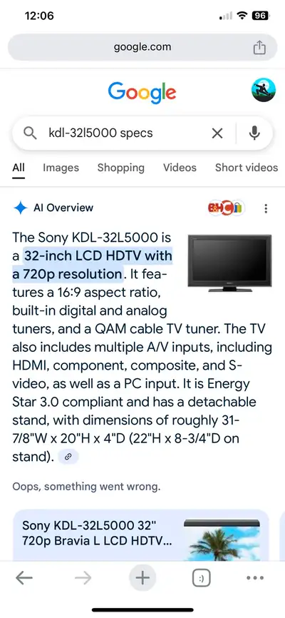 Sony KDL-32L5000 32inch TV for Best offer, View more