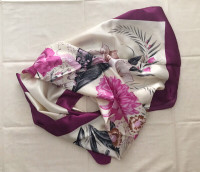 Gift 34" Silk like Scarf Wrap Bandana Kerchief Flowers Beautiful