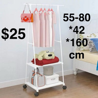 Portable Clothes Rack, Metal Clothing Coat Rail with Double 