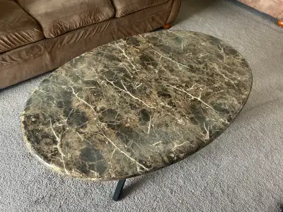 Brown faux marble coffee table set, View more
