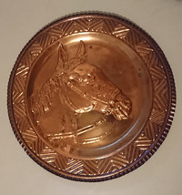 Vintage Copper Plate with Mustang Horse Head Wall Hanger
