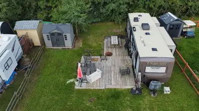 2013 32’ Flagstaff Trailer for Sale at Willowgrove Family Campground, Bashaw, Alberta. Trailer has o...