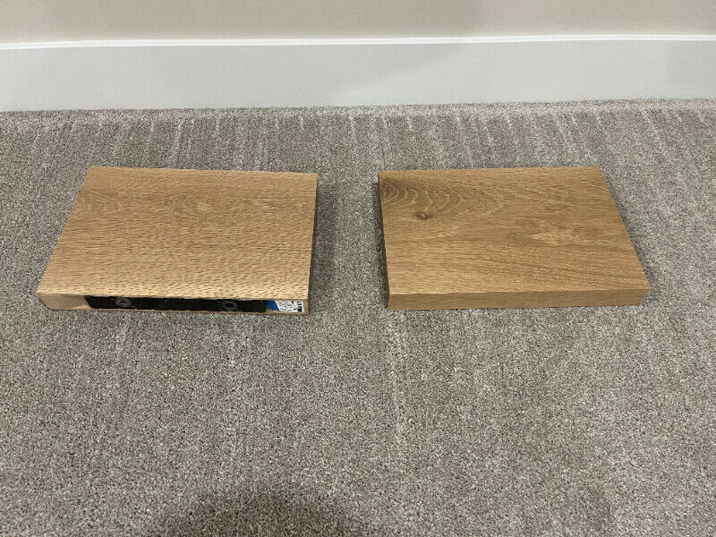 Available White Oak floating shelf kit with mounting brackets