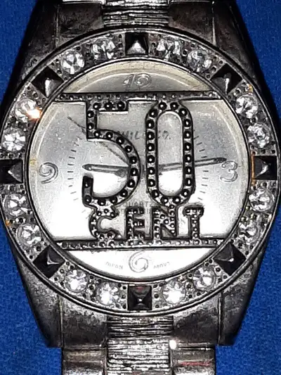 "50 CENT"  DIAMOND AND SILVER LIKE WATCH, View more
