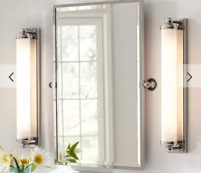 2 pottery barn bathroom sconces, View more