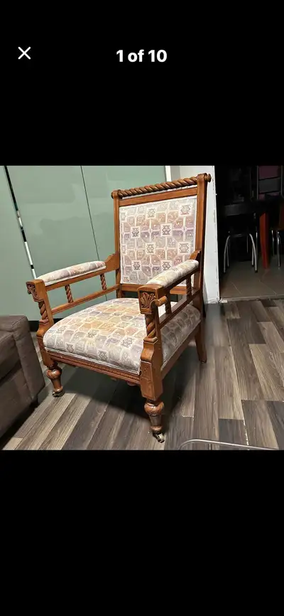 Vintage Armchair with Upholstered Seat and Back, View more