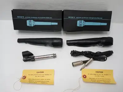 2 Vintage SONY ECM-250D Electret Condenser Microphones, View more