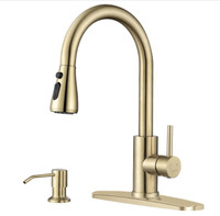 DAYONE Brushed Gold Stainless Steel Kitchen Sink Faucet; New