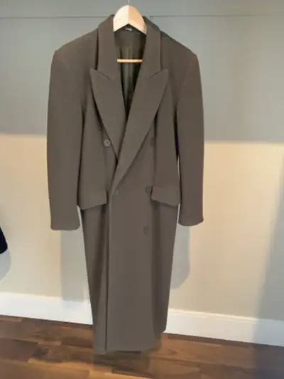 MONDI Women’s Long Wool Coat, A Brownie Green Colour., View more