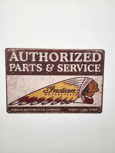 Metal Indian motorcycle sign for your cave. 12 inches x 8 inches.