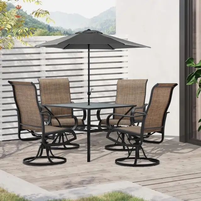 5-Piece Outdoor Patio Dining Set, 4 Swivel Rocker Chairs and 37" in Patio & Garden Furniture in Markham / York Region - Image 2