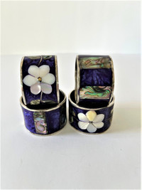 NAPKIN RING HOLDERS ABALONE /MOTHER OF PEARL INLAYS-MEXICO