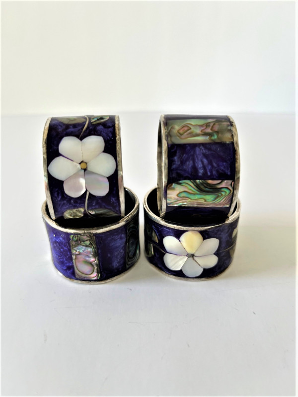 NAPKIN RING HOLDERS ABALONE /MOTHER OF PEARL INLAYS-MEXICO in Arts & Collectibles in Edmonton