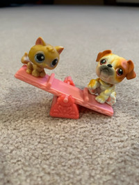 Littlest Pet Shop Bulldog #46 and Kitten #47 Pet Pair