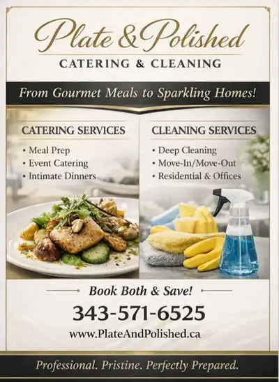 PLATE & POLISHED- CATERING & CLEANING CO. BOOK NOW TO SAVE!!, View more
