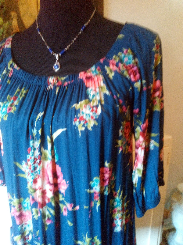 #38 GB Spring Summer Blue Floral Short Dress Long Top Small in Women's - Dresses & Skirts in Oshawa / Durham Region - Image 3