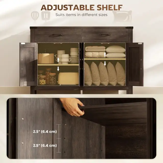 Sideboard Buffet Cabinet, Farmhouse Kitchen Storage Cabinet  in Hutches & Display Cabinets in Markham / York Region - Image 4