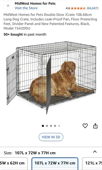 Large Double-Door Dog Crate, View more