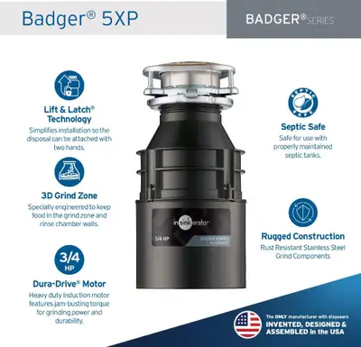 Insinkerator Badger 5XP 3/4 HP Household Food Waste Disposer, View more