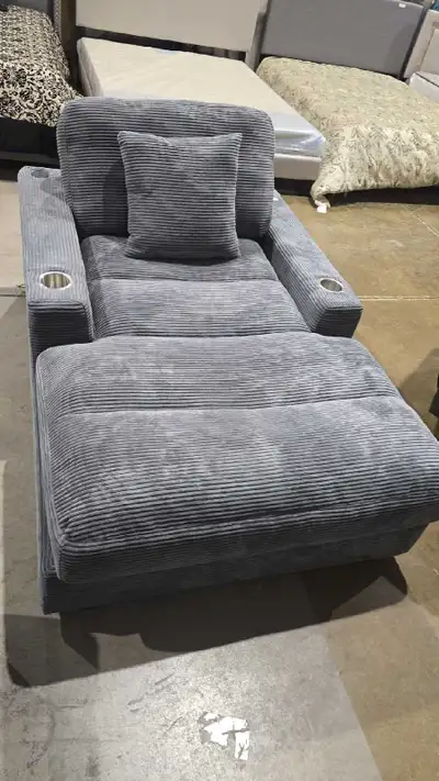 Corduroy Lounge Chair with Cup Holders, View more
