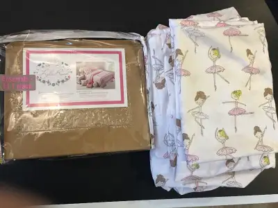 Ensemble de draps motif ballerines pour lit 1 place, View more