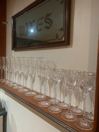 24 crystal glasses with gold rims 