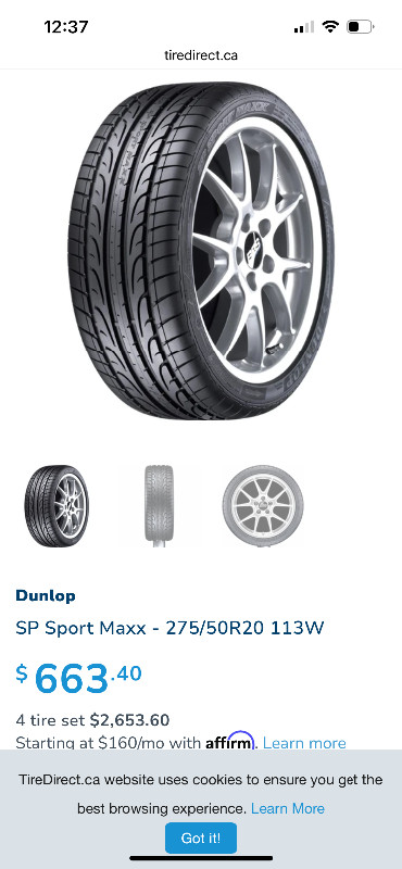 Dunlop SP Sport Maxx 275/55/R20 113 W Extra Load in Tires & Rims in North Shore