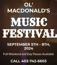 Ol' MacDonald's Music Festival 1 site, 3 nights, 2 adult tickets
