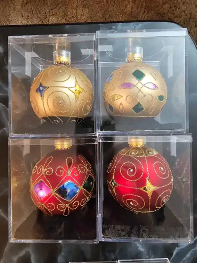 4 Glass Christmas Ornaments, View more