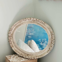 Antique Cream and Gold Oval Mirror. Mirrors. 
